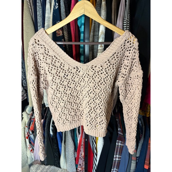 Artelier Nicole Miller Crochet Knit Small Button Front Cropped Sweater Size S - Picture 2 of 4